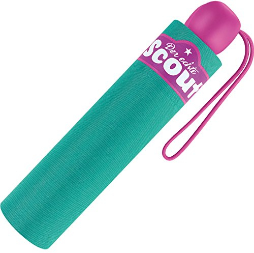 Scout Kinder Regenschirm Taschenschirm Schultaschenschirm mit Reflektorstreifen extra leicht (Grün)
