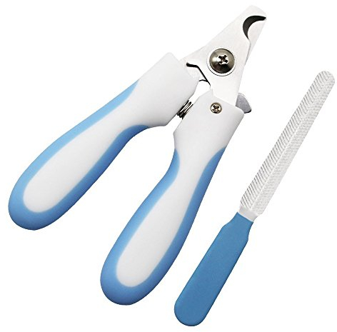 DUBENS Profi-Krallenzange Nagelknipser, Krallenschneider + Nagelfeile, für kleine, mittlere & große Hunde, Katzen, Kaninchen, andere Nager, Krallenpflege Nagelzange mit Sicherheitsverschluss