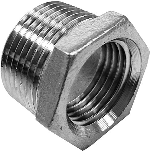 Reduzier Stück aus V4A Edelstahl Außengewinde AG 3/4 x 1/2 Zoll Innengewinde IG reduziert Gewinde Fitting Trinkwasser geeignet Reduzierung Verbinder Verschraubung Rohr Adapter