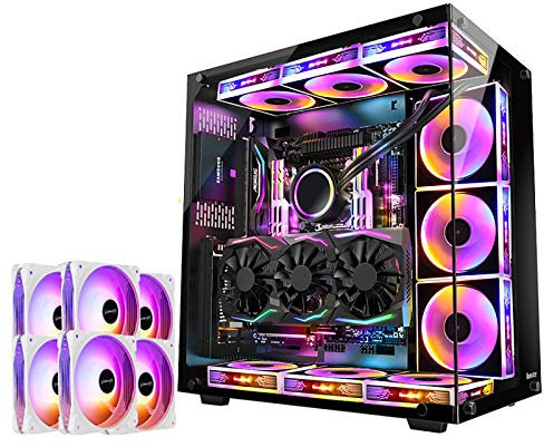 BBNB Gaming Case, Mid-Tower PC Gaming Case ATX/M-ATX/MINI-ITX - Front I/O USB 3.0 Port - Tempered Glass - 9 Fan Position - Water-Cooling Ready (Size : 6 fan)