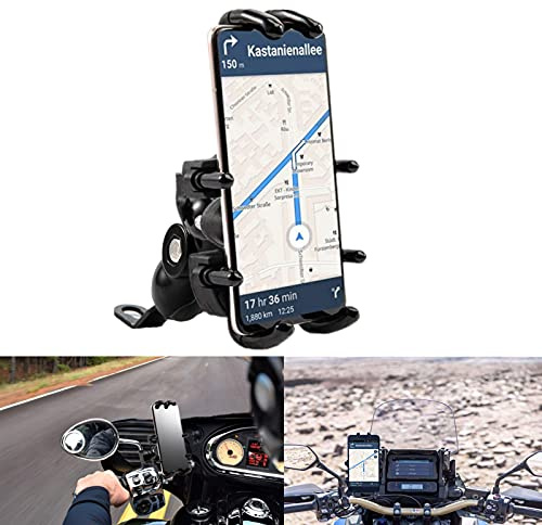 Motorrad-Telefonhalterung für Rückspiegel, Universal-Motorrad-Telefonhalterung aus Aluminiumlegierung, 360-Rotation-GPS-Navigationshalterung für 4-6.8 Smartphones