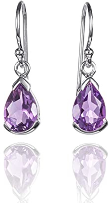 Namana Boucles d'Oreilles Pendantes en Argent pour Femme avec des Pierres Semi-Précieuses en Goutte, Boucles d'Oreilles en Pierres Fines Naturelles en Argent Massif 925