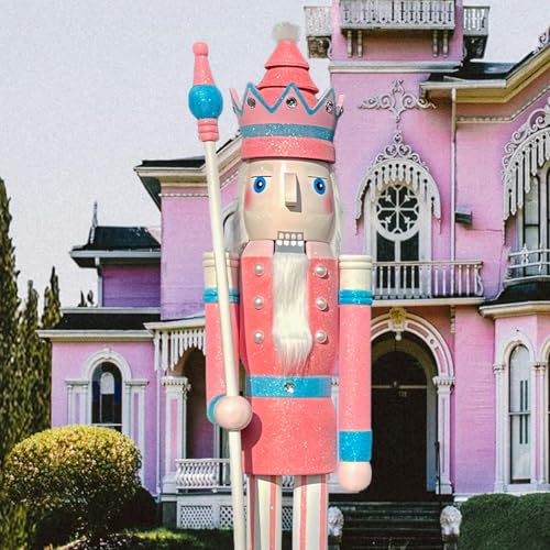 CDL Cascanueces de Madera de 180cm de Alto, tamaño Real, Grande, Gigante, Adorno de Rey y Soldado, muñecas, Figuras, Eventos, escaparates, Bodas, decoración del hogar y Comercial (6F-K36)