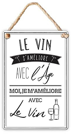 STC Plaque Metal 3D Le vin s ameliore