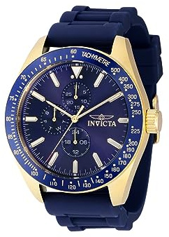 Invicta Herren-Armbanduhr Aviator, 45 mm, Silikon, Quarzuhr, Blau (Modell: 38403)