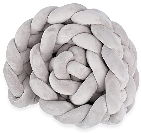 Totsy Baby Kissen Deko Kuschelkissen 220 cm - Dekokissen flauschig Zierkissen geflochten B. Grau
