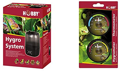 Hobby 37249 Hygro System - Digitale Benebelungsanlage für Terrarien & 36210 Thermometer, Hygrometer, AHT1
