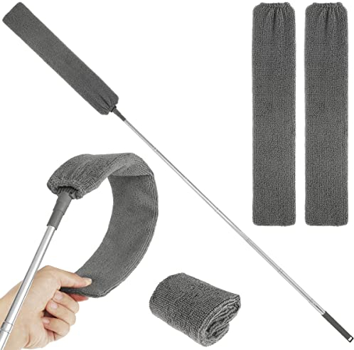 Clain polvere deviazione Pulitore Microfibra Microfibra Spazzola Polvere Flessibile Lungo Piatto Gap Duster con Allungabile e Copertura in Tessuto per Mobili Letto Divano
