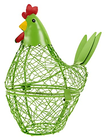 SHOWERORO Adornos De Gallina Cesta De Huevos De Hierro Organizador De Huevos para Cocina Casa