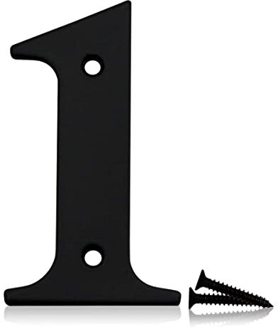 Bwintech 1 Pcs 75mm Matt Black SS304 House Numbers Door number 1, House Signs for outside, House Numbers Plaques for Front Wooden Door