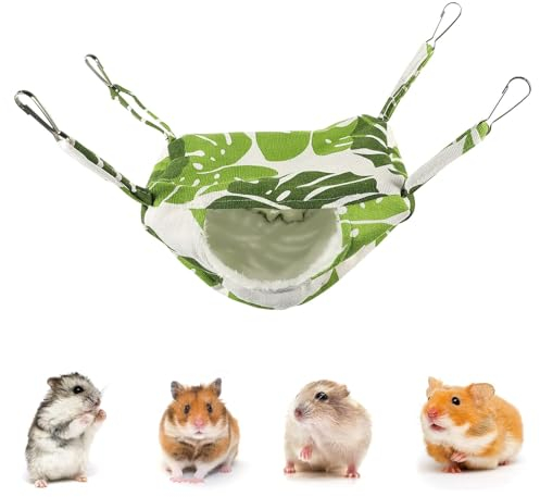 Taicols Kleine Haustierkäfig Hängematte, Weiches Haustierbett zum Aufhängen, Doppellagiges Hamster Hängematte, Haustier Schaukelbett, Verstellbar Meerschweinchen Schlafen Hängende Käfig (Grün)