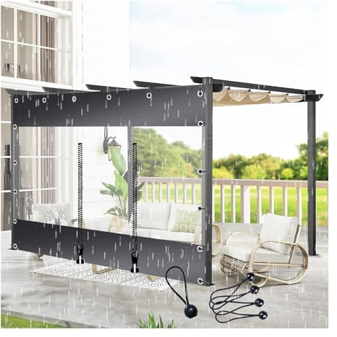 AFGZQ Outdoor Tarpaulin Curtain, Weather Resistant Clear Tarps with Zipper Door, for Balconies, Garages, Canopies, Customizable (Color : Black, Size : 3.8x2.5m/12.5x8.2ft)