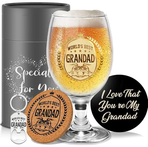 Regalos de cumpleaños para abuelo Personalizado Vaso de cerveza para abuelo Regalos de jubilación para hombres Regalo del día del padre para abuelo Mejor abuelo Vaso de cerveza de Navidad Regalo de