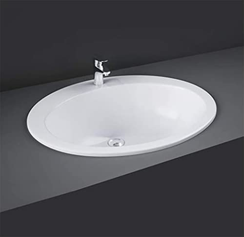 Lavabo lavandino soprapiano da incasso, ceramica bianca, misura cm.63,5