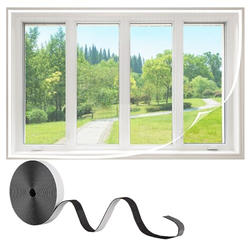 Fliegengitter für Schlafzimmer, 160x170cm Entfernbar Insektengitter,Anti-Moskito-Fenstervorhang Mit Selbstklebendes Klettband für Wohnmobil,Weiß
