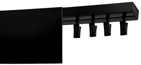 ROLMEISTER Deckengardinenstange mit 9 cm Blende – Vorhangschiene Komplettset, Einfache Montage, Schiebevorhangsystem, bis zu 480 cm Länge (Schwarz, 250 cm (125cm + 125cm))