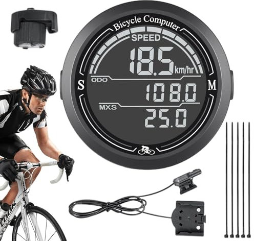 Ordinateurs de Vélo pour Vélos de Route,Ordinateur de Vélo - Compteur de Vitesse à arrêt Automatique à Cycle magnétique | Ordinateur de Cyclisme Multifonctionnel avec Grand écran, Moniteur de