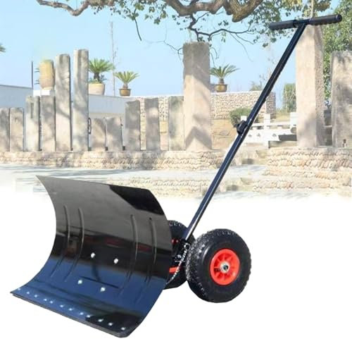 Pala da neve per vialetto, pala da neve con ruote, lama da neve, pala da neve con ruote per vialetto con ruote, impugnatura regolabile, lama angolata, rimozione efficiente della neve, spazzaneve