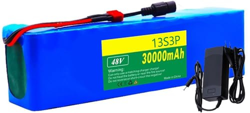 Ebike Batería 48V 13S3P Litio Pack 48V 30Ah E-Bike Bicicleta Eléctrica 30AH Baterías Recargables PVC Impermeable para 200W 500W 800W 1000W Scooter Motor con Charger