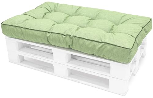 Spatium Palettenkissen, 100% abnehmbar Bezug wasserdicht, UV-beständig, Outdoor/Indoor Palettenauflage Palettenpolster Palettenmöbel (Sitzkissen 120x60, Grün)