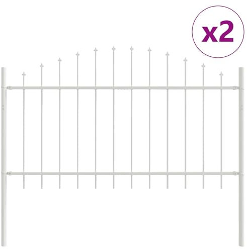 vidaXL Gartenzaun Weiß 340 x 100 cm, Garten und Terrasse, rechteckiger, moderner Sichtschutz, wasserabweisend, robuster Zaun für draußen