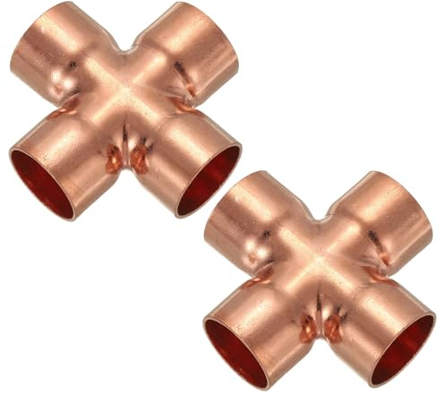 PATIKIL 2 Pzas Conector De Cobre Cruzado De 7/8 (22.3mm) Para Fontanería