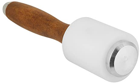 Mallet de Sculpture en Cuir, Marteau en Cuir Poignée en Bois en Nylon en Sculpteur à Maillet Outil d'estampage, Marteau en