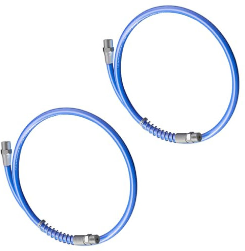 Lot de 2 tuyaux de rechange pour pistolet à graisse - 10 000 psi - Design flexible et anti-torsion - Avec raccord pour pistolets à graisse manuels et électriques