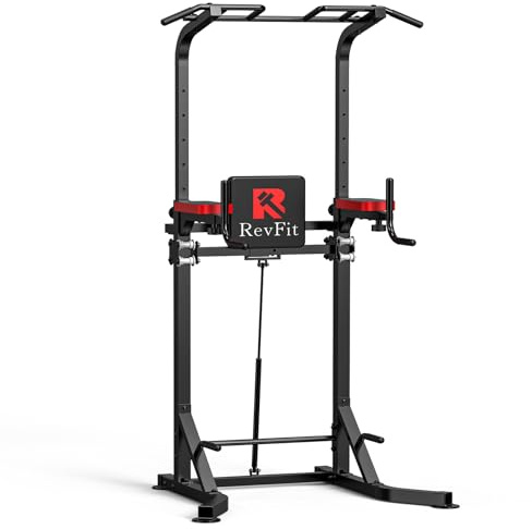 Power Tower con barra de dominadas independiente – Estación de inmersión regulable en altura (160 – 220 cm) con soporte para espalda e hidráulica – Estación de fuerza para adultos y jóvenes para el