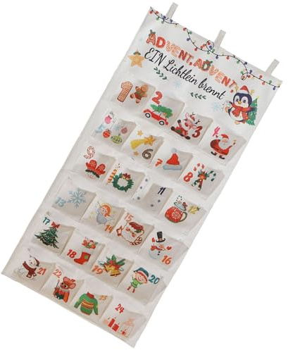Countdown Calendar With 24 Fillable Pocket Canvas Advent Wall Hanging For Christmas Decoration Festival Present Bag Fillable Fabric Calendar