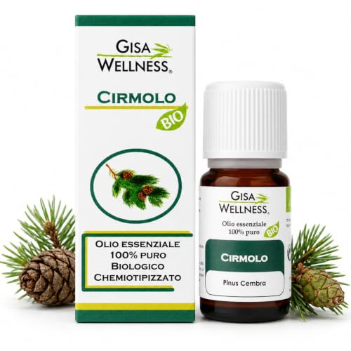Gisa Wellness, Estratto Naturale di Cirmolo (Pino Cembro), Bio, 100% Puro, Benessere, Respirazione, Energia e Relax, 10 ml, Made in Italy