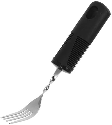 IWOWHERO Fourchette Anti-tremblement Ergonomique Acier Inoxydable avec Manche Large Flexible et Antidérapant Ustensile Adaptatif pour Personnes Âgées et Handicapées Outil de Rééducation et