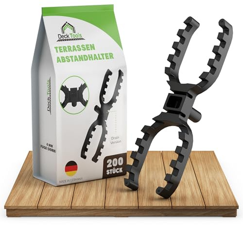 Deck Tools® Lot de 200 entretoises pour lames de terrasse - 4 mm ouverts | Entretoises pour construction de terrasses pour joints homogènes et ventilation arrière - Entretoises en plastique pour