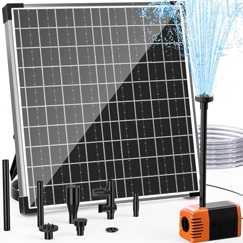 Biling 25W Solarbrunnen für Draussen mit 4 Düsen, 1200L/H Solar Springbrunnen für Außen Gartenteiche (5-12㎡), Durchflussregelung Leise Teichpumpe Solar DIY Fischteiche Wasserfälle Pool Belüftung