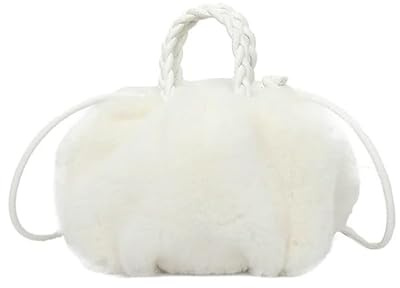 HUDFVIOI Fluffig väska damväskor vinterhandväska fluffig tygväska vävd bärhandtag liten mini crossbody för kvinnor, Vitt, En storlek