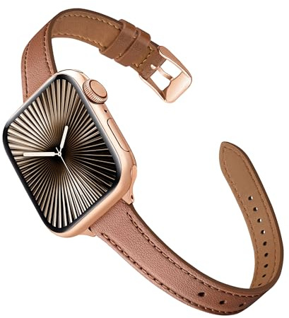 wipalor Slim Leather Straps fits Apple Watch Strap 11 10 9 8 7 6 5 4 3 2 SE | Genuine Leather iWatch Band for Apple Watch Straps 46mm 45mm 44mm 49mm 42mm(Series 11 10) 41mm 40mm 38mm 42mm(Series 3 2 1)