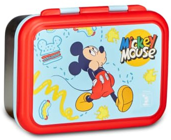Seven Fiambrera Mickey Mouse, azul, 850 ml, resistente al calor, divisor interior, apto para lavavajillas, base de acero, escuela, deporte, viaje, niño, niña