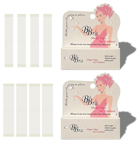 GWEOR Nastro Tape Biadesivo Invisibile, 144Pcs Fashion Trasparente Tape, Medica Biadesivo per Moda e Corpo, Abiti e Vestiti, Nastri Push-up Corpo, Nastro Seno 85 * 20mm + 85 * 12mm