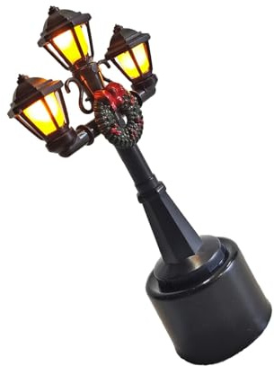 Modello in Miniatura di Lampione Stradale, Accessorio Ornamentale in 1:12, Accessorio per Casa delle Bambole, Lampione Natalizio in Miniatura, Tre Teste