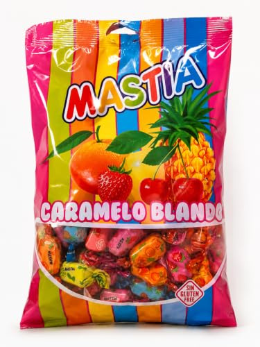 Mastia Caramelos Blandos de Frutas 1 kg | Caramelos Masticables Surtidos Sin Gluten, Sabores Frutales, Bolsa Ahorro