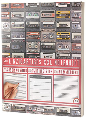 Mein Notenheft / 86 Seiten, 44 Blätter, 12 Systeme / Mit Register und Seitenzahlen / PR301 „Musikkassetten“ / DIN A4 Soft Cover