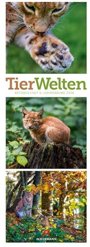 Tierwelten Triplet-Kalender 2026 | Artenvielfalt & Lebensräume | Niedlicher Tier-Kalender im schlanken Hochformat (24x66 cm) | Triplet-Fotografie