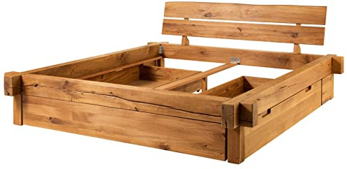 MASSIVMOEBEL24.DE | JANGALI Balkenbett aus Massivholz mit Schubkasten #620 aus Wildeiche - Natur, ge�lt Schubasten mit Rollen 180cmx200 cm Massivholzbett Doppelbett
