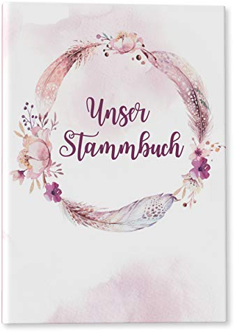 DeinWeddingshop Stammbuch der Familie - modernes Familienstammbuch - Hochzeit Standesamt - Hardcover 16x21cm (Boho Love)