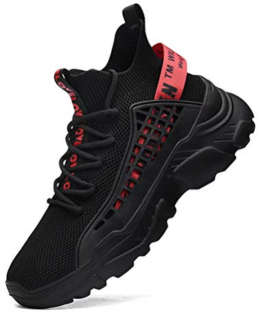 Fushiton Mens Trainers Running Shoes Hi Top Casual Shoes Fashion Sport Sneakers Walking Lightweight Breathable Black