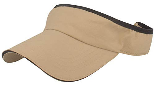 Breiter Sonnenschild Visor mit Klettverschluss & weichem Schweißband für Damen und Herren (Beige, One Size)