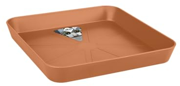 Elho Loft Urban Soucoupe Carrée 28 - Soucoupe pour Extérieur - Ø 27.5 x H 3.8 cm - Marron/Terre Cuite