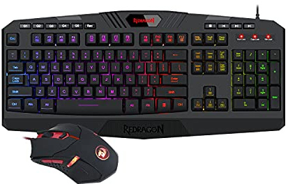 Redragon S101 Gaming Teclado y Ratón - Iluminación RGB, USB, LED 3200 dpi, Compatible con PC Windows
