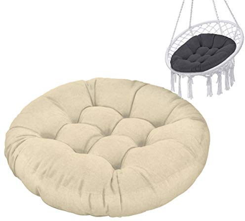 Ferocity Hängesessel Kissen, Polster Bodenkissen für Schwenksessel, Auflage für Baumwoll Hängeschaukel, Papasansessel, Hängekorb, Hängestuhl, Durchmesser 90 cm, Beige [114]