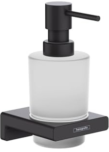 hansgrohe AddStoris - Seifenspender, Lotionspender für Wandmontage, Flüssigseifenspender, verdeckte Befestigung, Badezimmer Zubehör, Mattschwarz, 41745670